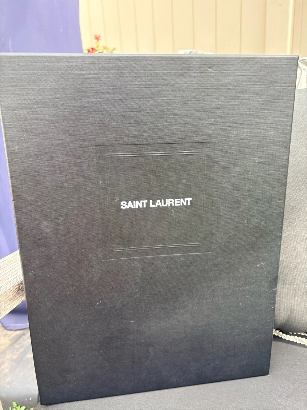Saint Laurent Black Quilted Chevron Leather Clutch with Gold YSL
